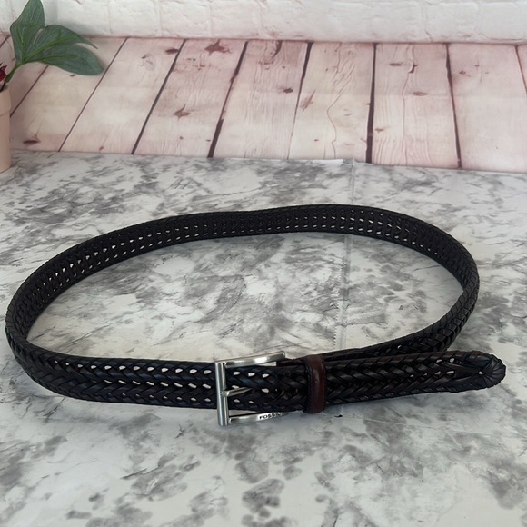 Fossil cognac braided belt size 38 UNISEX - Picture 8 of 8